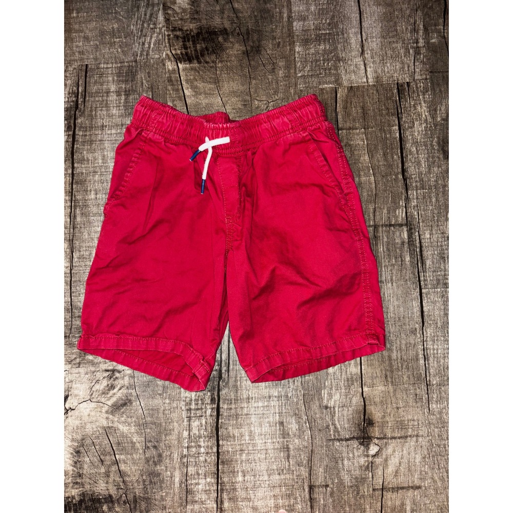 Cat & Jack Red Shorts Kids 6/7 Elastic Waist Drawstring Cotton Twill‎ Shorts